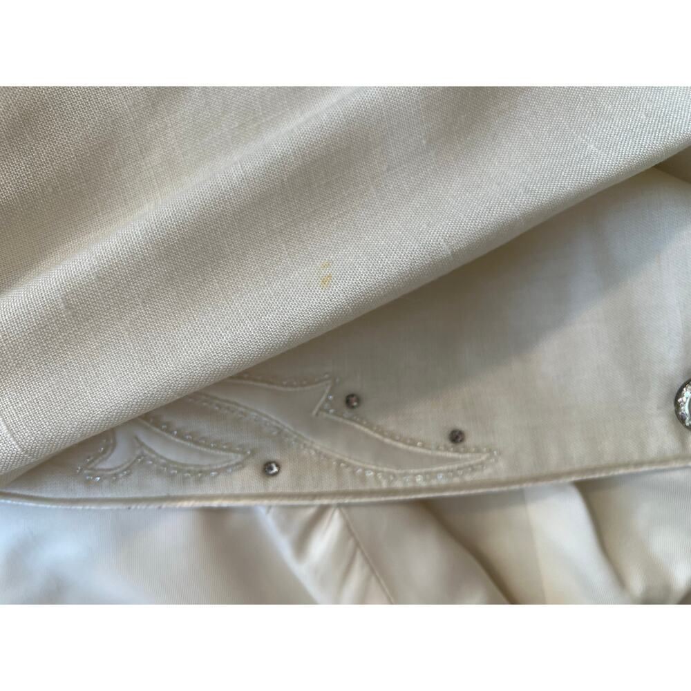 VTG Nolan Miller 3 Pc Skirt Suit White Western Blazer Rayon Linen Size 10 SG - Picture 9 of 16